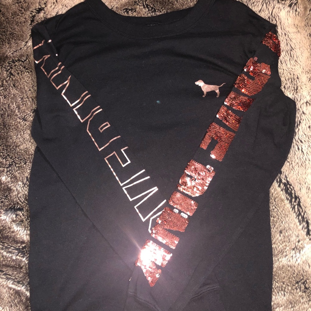 Pink Victoria’s Secret Black & Gold Sequin Shirt
